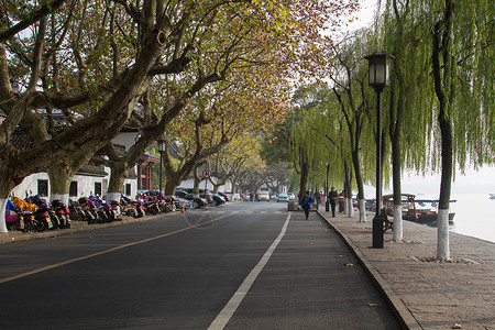 杭州秋景山历史自然美浙江省杭州西湖背景