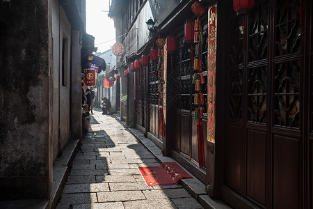 保护江苏省昆山市锦溪古镇背景