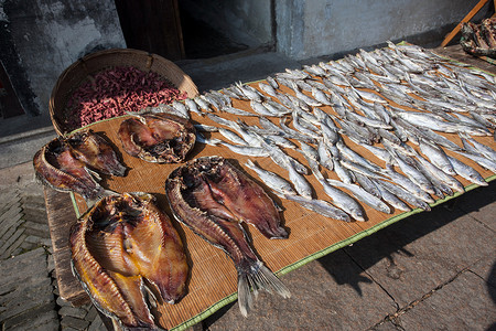 传统饮食产业著名景点美味海鲜鱼干背景