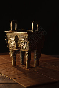 铜器时代亚洲影棚拍摄铜鼎背景图片