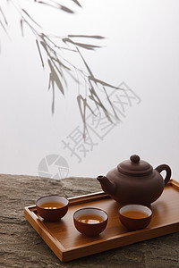 元素大叶子茶具茶艺背景