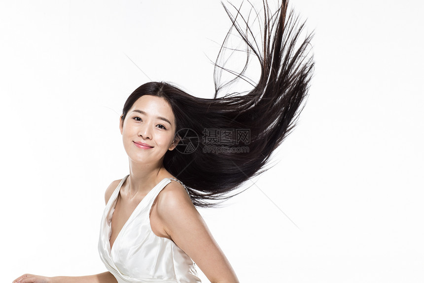 人亚洲仅女人有着柔顺的长发的美女图片
