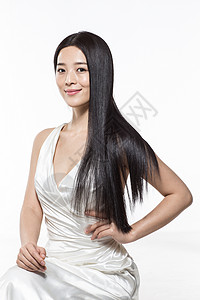 美丽信心亚洲人有着柔顺的长发的美女图片