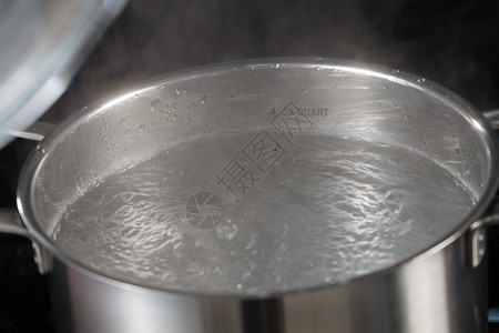 开水锅准备食物不锈钢开水沸水背景