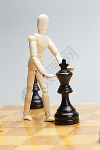 象棋设计素材木偶垂直构图团结象棋创意背景