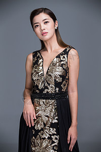 仅成年人亚洲人时尚身穿晚礼服的优雅女中国人高清图片素材