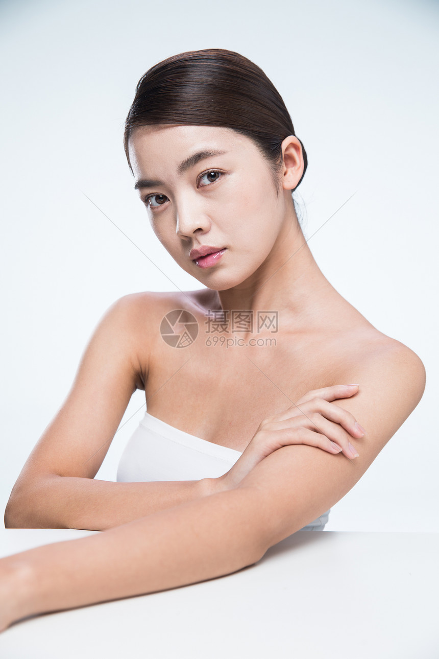 亚洲人脸摄影青年女人妆面肖像图片