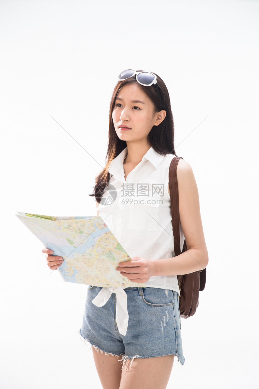 时尚背包彩色图片青年女人旅行图片