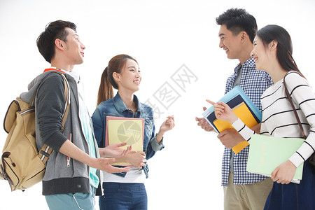 成人教育大半身拿着四个年轻的大学生背景图片
