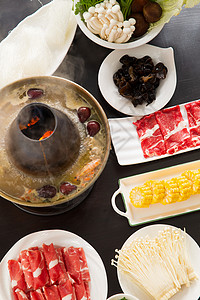 东亚菜中华美食涮羊肉饮食高清图片素材