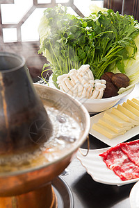 卫生餐馆铜涮羊肉绿色食品高清图片素材