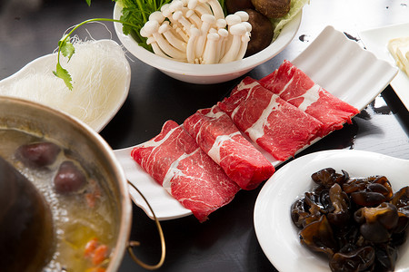 中华海藻绿色食品聚会火锅涮羊肉背景