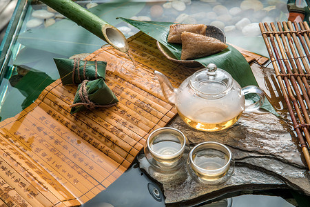 竹子水端午食品粽子背景
