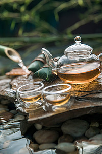 粽子和茶中华美食粽子和一壶茶背景
