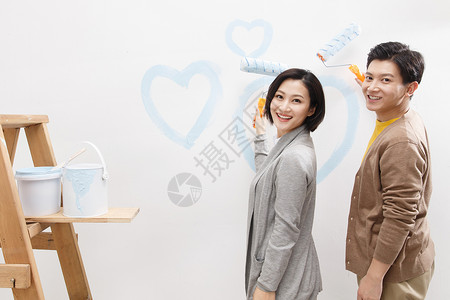 居室异恋青年人年轻夫妇装修房子中国高清图片素材