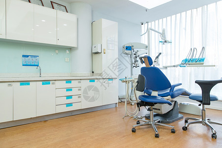 手绘办公室用品牙科诊疗室里的医疗设备背景