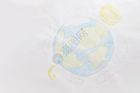 儿童创意画地球儿童绘画背景