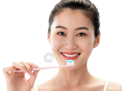 清新牙刷人青年女人刷牙女性特质高清图片素材