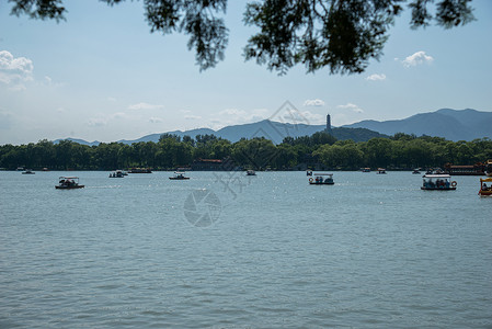 西山公园美景历史游船北京颐和园背景