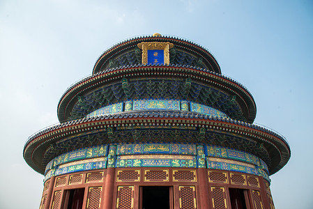 天空圆形天坛公园北京天坛祈年殿建筑结构高清图片素材