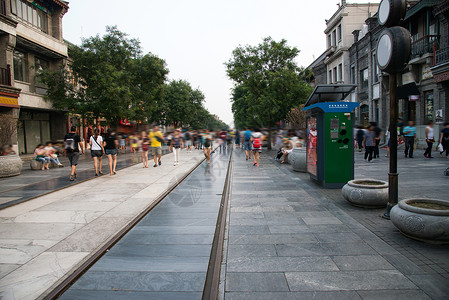 传统步行街旅游胜地北京前门大街古典风格高清图片素材