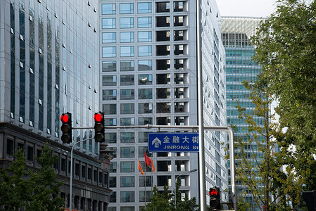 特色指示标北京西直门建筑群和道路背景