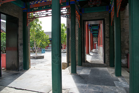 水平构图柱子历史北京恭王府园林高清图片素材