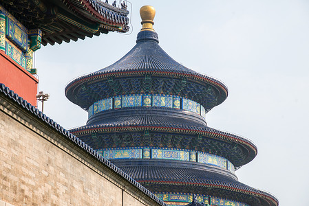 环境保护水平构图亚洲北京天坛地标建筑高清图片素材