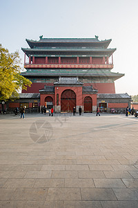 亚洲都市风光墙壁北京钟鼓楼白昼高清图片素材