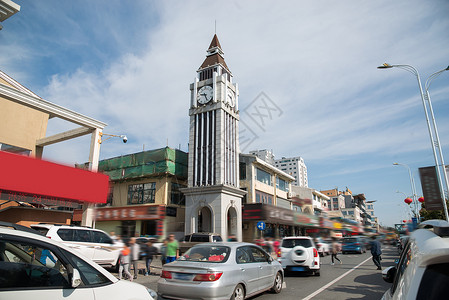 旅游胜地发展水平构图辽宁省丹东城市建筑时间高清图片素材