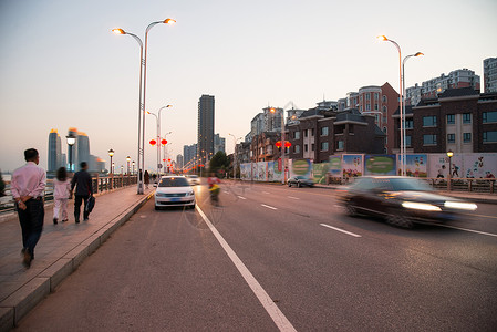 户外道路汽车辽宁省丹东城市建筑中国东北部高清图片素材