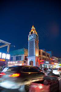 路繁华彩色图片辽宁省丹东城市夜景市区高清图片素材