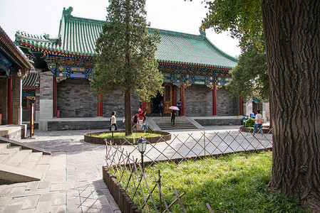 文化遗产游客房屋北京恭王府古典风格高清图片素材