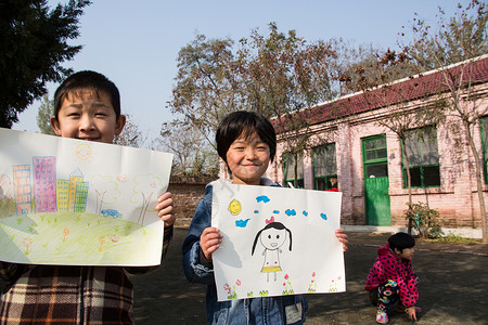 标志画家在校生东亚学龄儿童乡村小学里的小学生背景