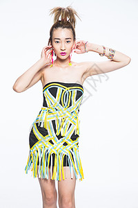 亚洲衣服穗子青年时尚女人背景图片