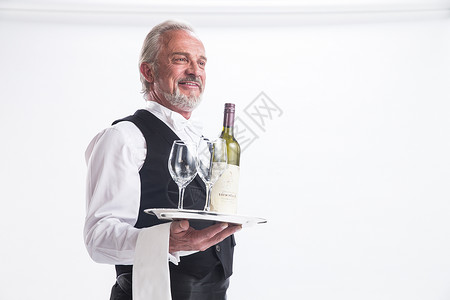 庆祝职业服务业职位一个老年男侍者图片