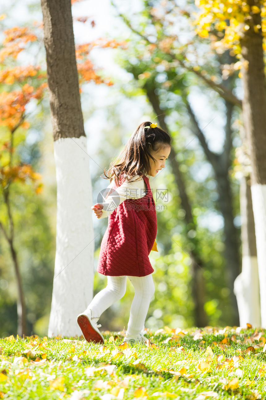 健康生活方式环境幸福可爱的小女孩在户外玩耍图片