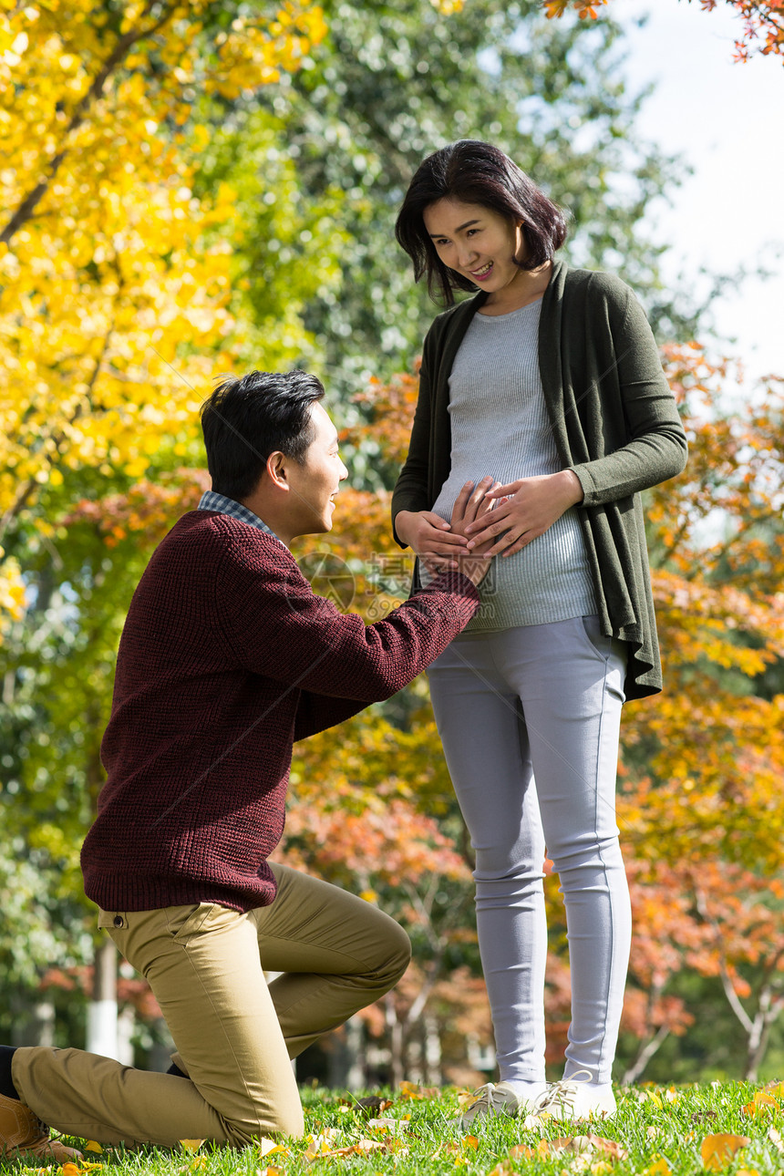 渴望树异恋丈夫陪着怀孕的妻子在户外图片