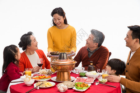 肉祝福饮料幸福家庭过年吃团圆饭食品高清图片素材