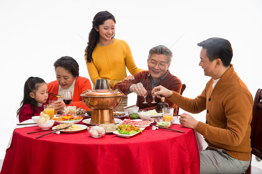 享乐彩色图片愉悦幸福家庭过年吃团圆饭图片