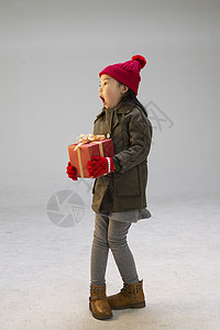 冬天礼物活力快乐的小女孩图片