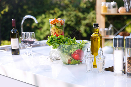 家庭玻璃家用电器膳食花园生态厨房背景