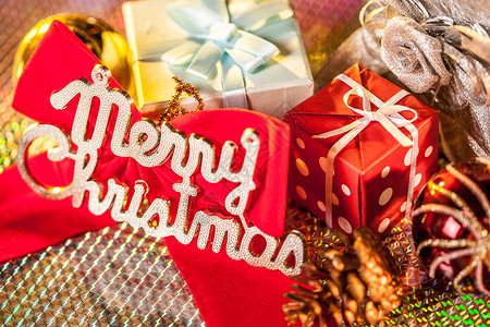 蝴蝶结贺卡彩色图片素材传统节日圣诞礼物背景
