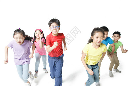 学龄儿童智慧团队欢乐的小学生奔跑希望高清图片素材
