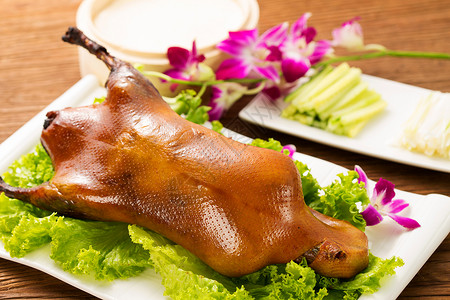 东亚无人特色北京烤鸭背景图片