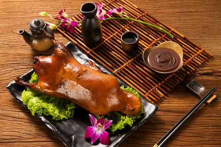 酒壶传统北京烤鸭背景图片