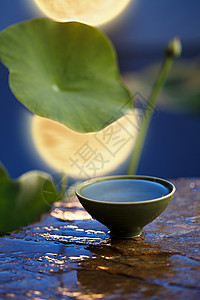 清新中秋节茶具图片