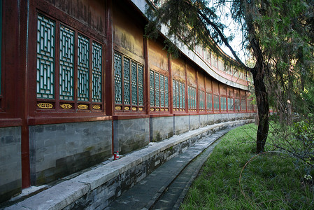 消火栓标志古典风格北京北海公园背景