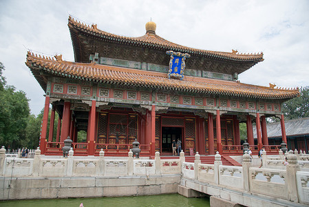 园林首都北京雍和宫河流高清图片素材