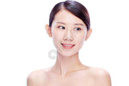 年轻美女妆面身体保养高清图片素材